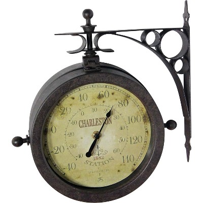 Infinity Instruments The Charleston Indoor/Outdoor Double-Sided Antique Clock 8" Rust Finished