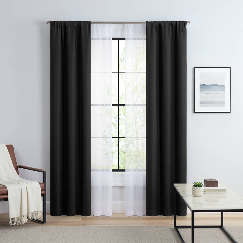 4pk 27"x84" Eclipse Blackout Walter Twill and Voile Curtain Panels, 1 of 8