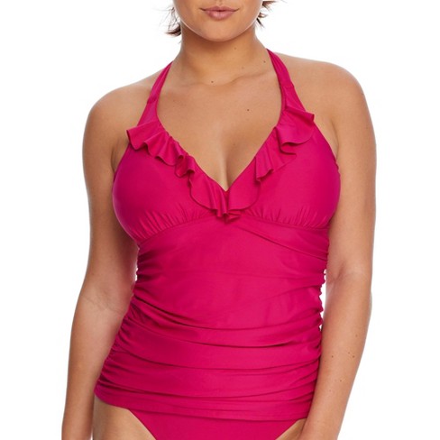Birdsong Women's Hibiscus Ruffle Halter Underwire Tankini Top -  S10234-hibis : Target
