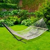 Northlight Lattice Macrame Netted Hammock with Wooden Bars - 78" x 59" - White - 2 of 4