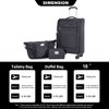 Vynxaria 3-Piece Black Softshell Luggage Set 18" Spinner Suitcase Travel Bag Toiletry Pouch Lightweight Durable - 2 of 4
