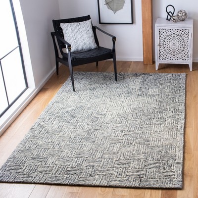 Gray Hand-Tufted Wool Rectangular Area Rug 5' x 8'