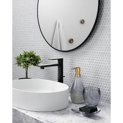 Elegant 34" Round Wall Mirror with Metallic Titanium Frame