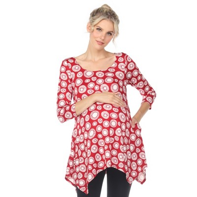 Maternity Printed Tunic Top -White Mark