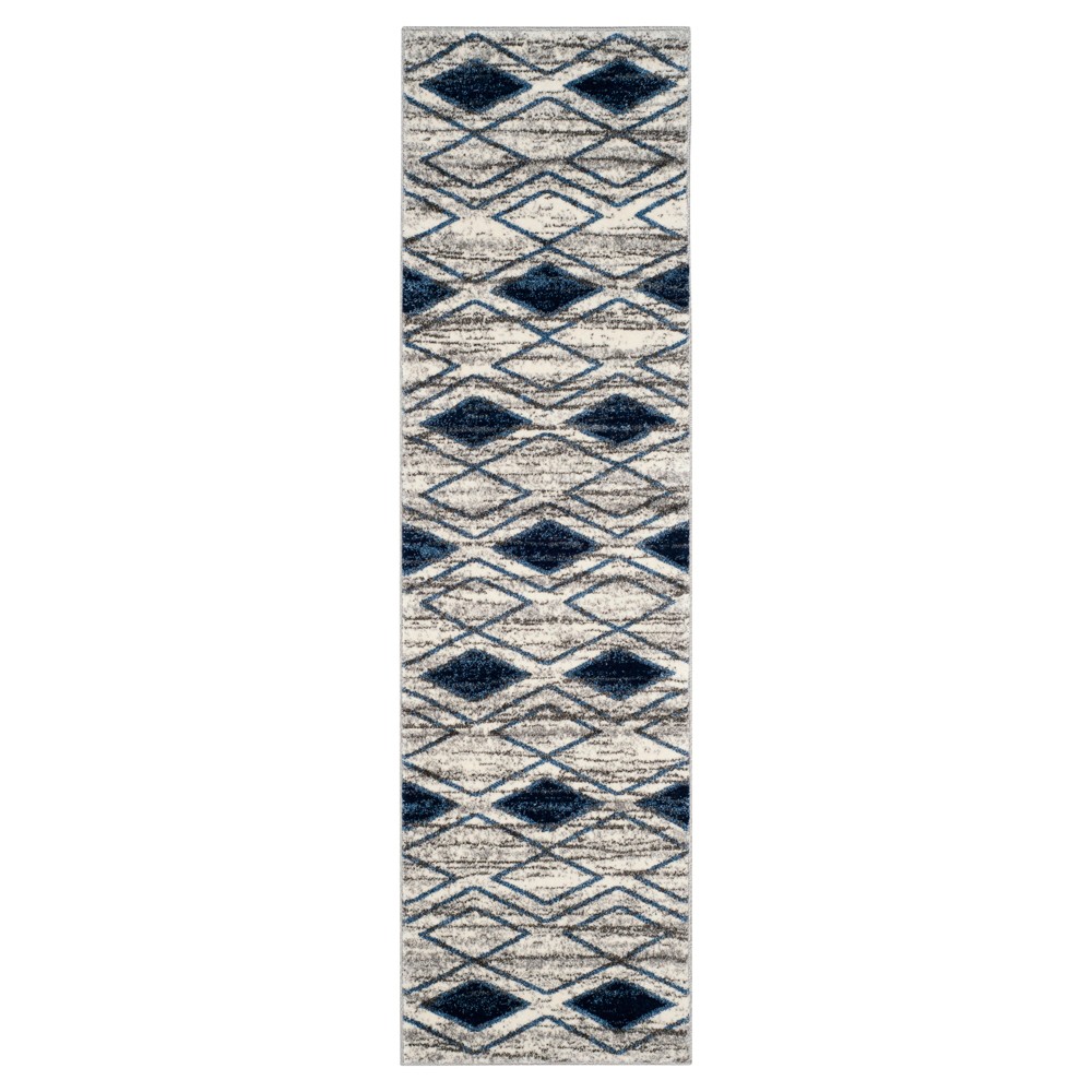 2'3inx8' Runner Light Gray/Blue Abstract Loomed - Safavieh