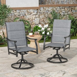 Lirago 2-Piece Outdoor Swivel Dining Chair Set-Textilene Fabric Armchair with Metal Frame Weather-Resistant and Ergonomic for Patio or Yard - 1 of 4