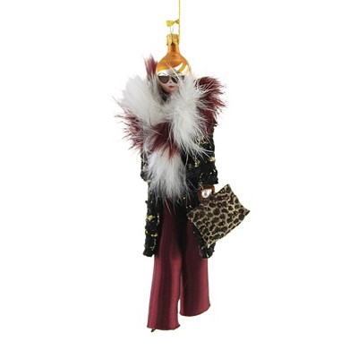 Italian Ornaments 7.0 Inch Tammy In Burgundy Pants Ornament Diva Italian Couture Tree Ornaments