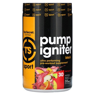 Top Secret Nutrition Sport, Pump Igniter, Black, Ultra Performing Pre-Workout, Fruit Punch, 15.8 oz (450 g)