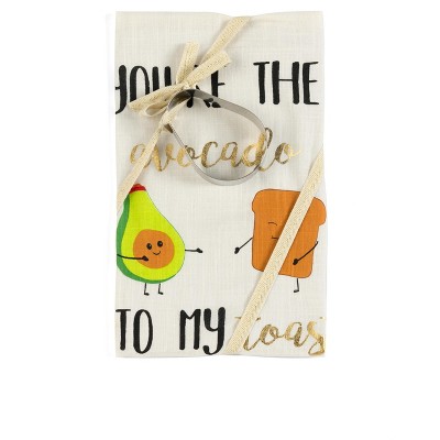 "You're The Avocado To My Toast" Tea Towel And Cookie Cutter Set - Off-White - Shiraleah