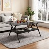 NicBex Modern 38.6" Rectangle Coffee Table with Glass Top, Open Storage Shelf and Iron Frame for Living Room - 2 of 4