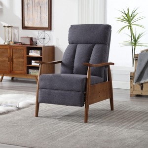 PAGED Premium Linen Accent Chair with Solid Wood Frame, Modern Armchair for Living Room, Bedroom, Study, Dark Gray - 1 of 4