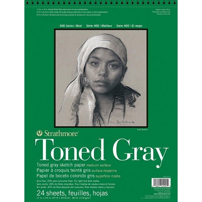 Strathmore 400 Series Toned Gray Drawing Pad, 11 x 14 Inches, 80 lb, 24 Sheets