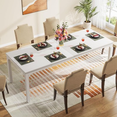 Okak Farmhouse Wood Large Collaborative Desk Rectangle Dining Table,Long Modern Kitchen Dinner Table for Dining Room,Breakfast Nook