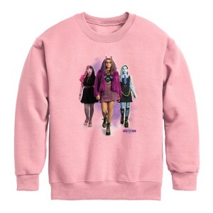 Girls' - Monster High - Clawdeen, Draculaura, Frankie Graphic Long Sleeve Fleece Sweatshirt - 1 of 4