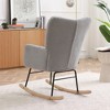 Teddy Upholstered Rocking Chair with High Backrest - 4 of 4