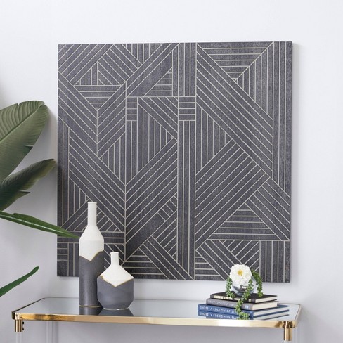 Wood Geometric Linear Wall Decor Black - Olivia & May: Modern Vertical ...