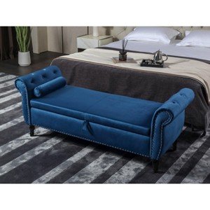 PAGED Upholstered Ottoman Bench Modern Shoe Bench with Wooden Frame, End of Bed Stool for Living Room, Bedroom, Entryway - 1 of 4