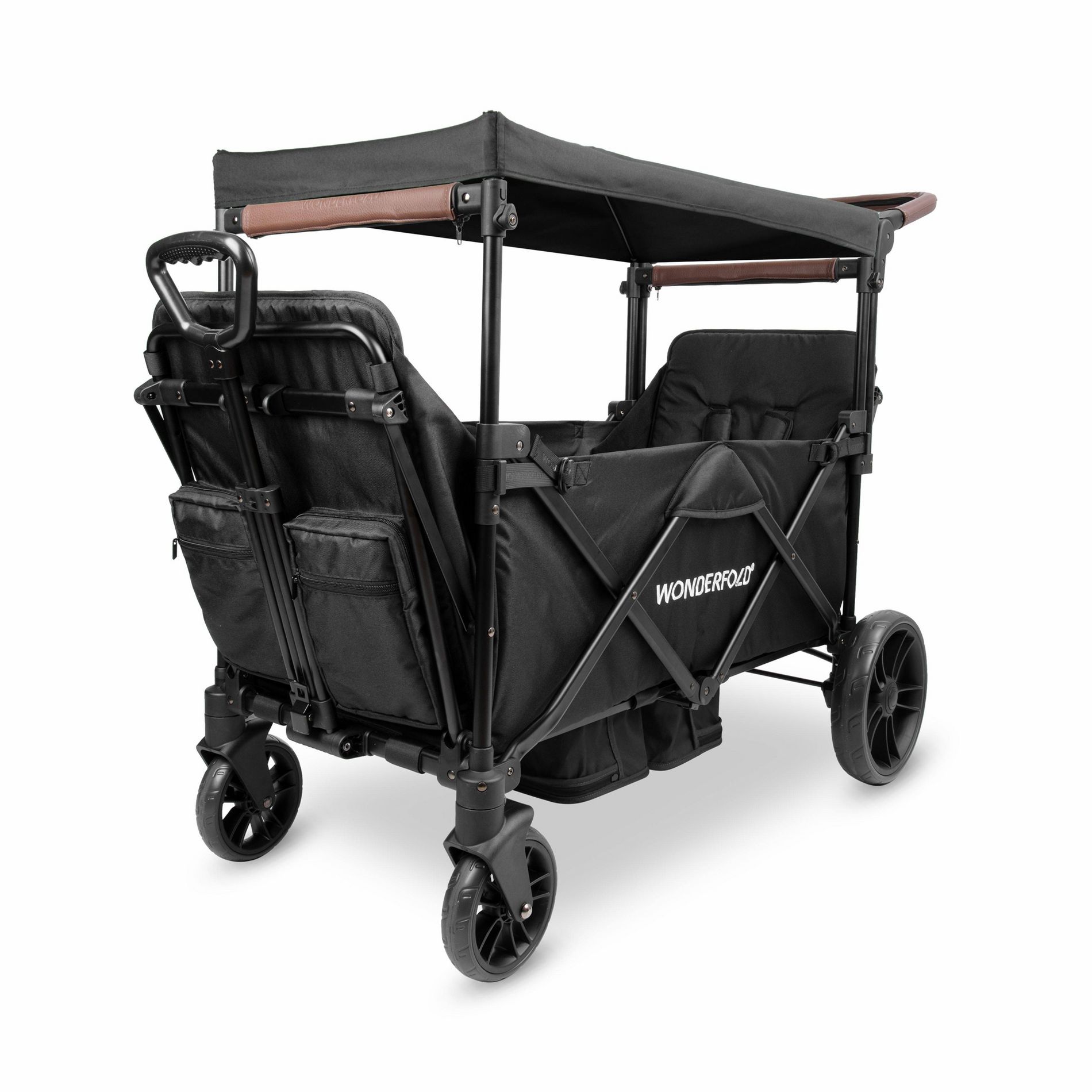 WONDERFOLD X2R Rev Double Seater Stroller Wagon - Black