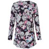 Women's Plus Size Long Sleeve V Neck Tunic Tops Pleated Flowy Tee Shirt Causal Loose Blouse, Sugar Skull, 5XL - 3 of 4