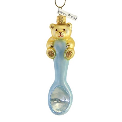 Christina's World Baby First Spoon With Teddy Newborn Christmas Ornament  -  Tree Ornaments