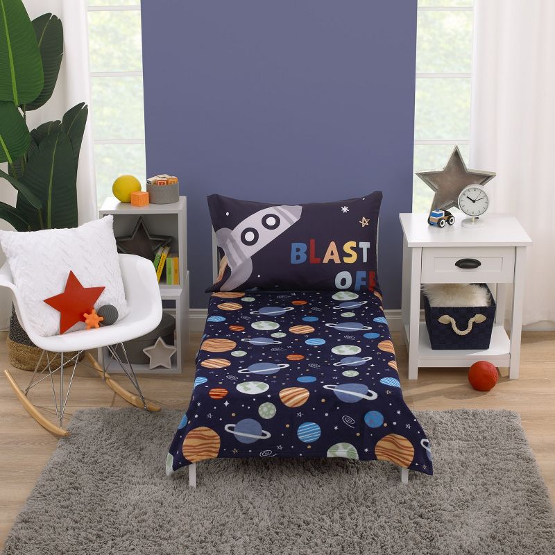 Everything Kids Solar System Navy, Orange, and Gray Super Soft Toddler Blanket, 4 of 6