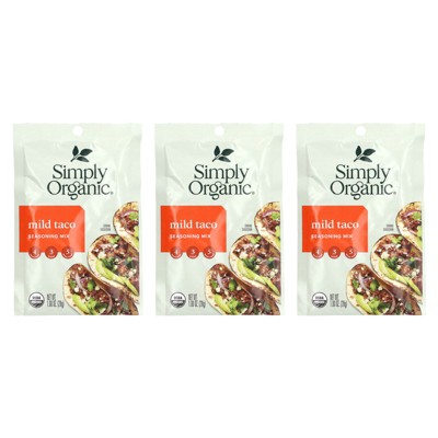Simply Organic Mild Taco Seasoning Mix, 3 Packets, 1 oz (28 g) Each