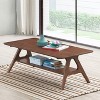 Roundhill Furniture Arona Mid-Century Modern Wood Coffee Table with Shelf - 2 of 4