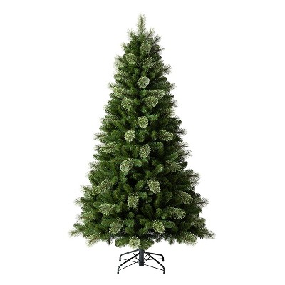 Home Heritage 7 Foot Unlit Easy Assembly Cascade Cashmere Pine Artificial Faux Fake Festive Holiday Tree with Metal Base and 932 Branch Tips