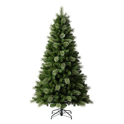 Home Heritage 7 Foot Unlit Easy Assembly Cascade Cashmere Pine Artificial Faux Fake Festive Holiday Tree with Metal Base and 932 Branch Tips