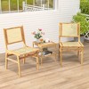 Costway 1/2 PCS Rattan Dining Chair with  Natural Cane Woven Backrest & Seat & Teak Wood Frame - image 2 of 4