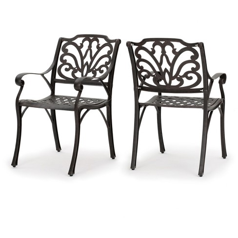 Alfresco Set Of 2 Cast Aluminum Dining Chairs Bronze