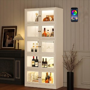 Skyzoo Display Cabinet with  RGB LED Lights & Tempered Glass Doors, 5-Tier Curio Cabinet with Storage for Collectibles - 1 of 4