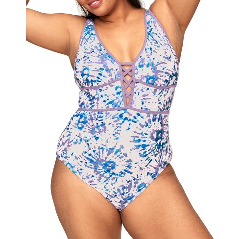 Andria Floral Blue Plus One Piece, XL-1X