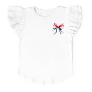 The Juniper Shop Patriotic Bow Star Coquette Flutter Sleeve Tee - 1 of 4