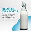 Amici Home Vintage Milk Glass Bottle, Embossed Cow Design with Airtight Swing Top Lid & Gasket - 34 Oz., Recycled Green-Tint Glass, Dishwasher Safe - 2 of 4