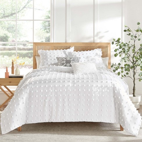 Levtex Home Mills Waffle Bright White Duvet Set - Cotton Queen / White