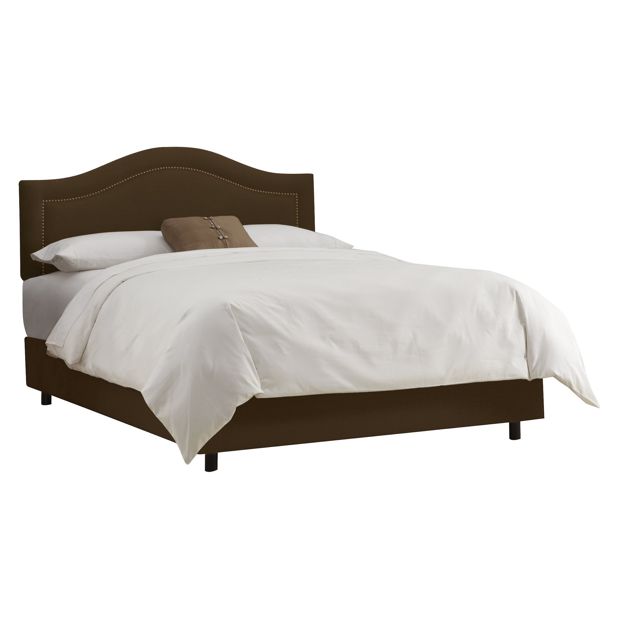 Skyline Furniture Merion Inset Nailbutton Bed - Chocolate (King) - Skyline Furniture , Brown