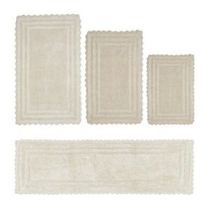 Lilly Crochet Collection 100% Cotton Tufted Reversible 4-Piece Bath Rug Set – Super Absorbent, Machine Washable Bathroom Mats with Crochet Pattern - 1 of 4