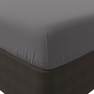 Twin Dark Gray Cotton Percale Deep Pocket Fitted Sheet Set