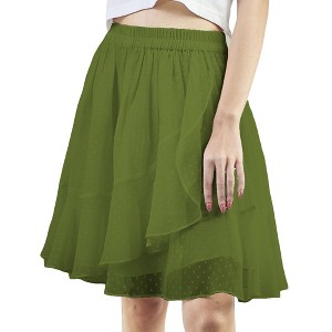 Artyska Women's Layered Ruffle Elastic Waist Above Knee Skirt - 1 of 4