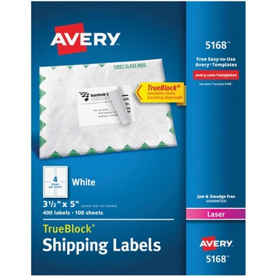 Avery Shipping Labels with TrueBlock Technology for Laser Printers 5168, 3-1/2 x 5 Inches, Box of 400