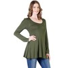 Womens Long Sleeve Solid Color Swing Style Flared Tunic Top - 24seven Comfort Apparel™ - 2 of 4