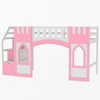 NicBex Twin Size Loft Bed Castle Shape Pine Bed Frame with 2 Windows, Storage Stairs and Full Length Guardrail, No Box Spring Required, Pink - 3 of 4