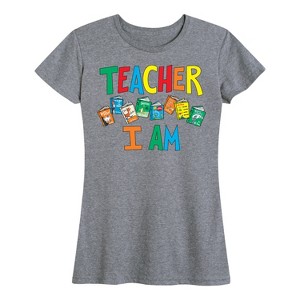 Women's - Dr. Seuss - The Cat In The Hat Book Cover Teacher I Am Short Sleeve Graphic T-Shirt - 1 of 4