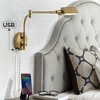 Possini Euro Design Keegan Modern Swing Arm Wall Lamp with Dual USB Ports Warm Gold Plug-In Light Fixture Adjustable for Bedroom - 2 of 4