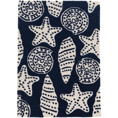 HomeStock Trio Flotsom Navy & Ivory 8x10, Transitional, Hand Tufted