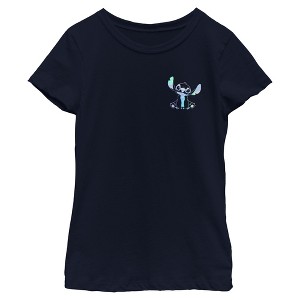 Girls Lilo & Stitch Holographic Pocket Stitch T Shirt - 1 of 4