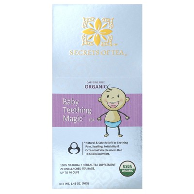 Secrets of Tea Organic Baby Teething Magic Tea, Caffeine Free, 20 Unbleached Tea Bags, 1.41 oz (40 g)