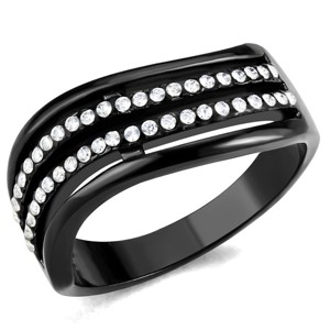 Slickblue Stainless Steel IP Black Ring for Women with Clear CZ, Ion Plated, Single-Tone Design, Size 5-10 - 1 of 4