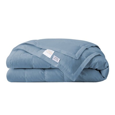 Luxurious Navy Cotton Down Blanket with Satin Trim, 108" x 90"
